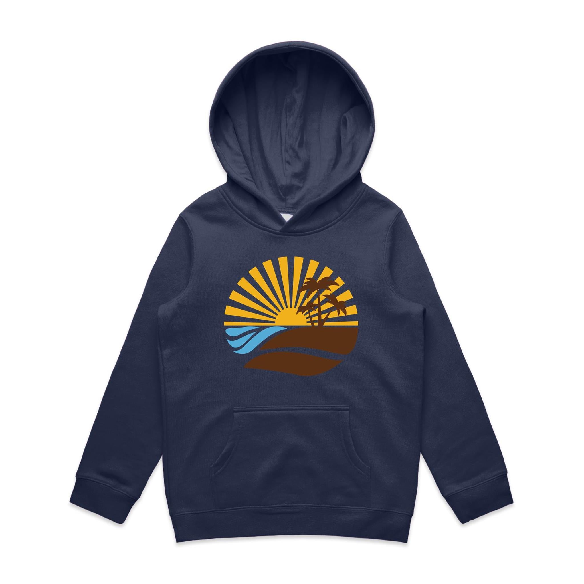 Vintage Surf - Kids Hoodie Midnight Blue Kids Hoodie Printed In Australia
