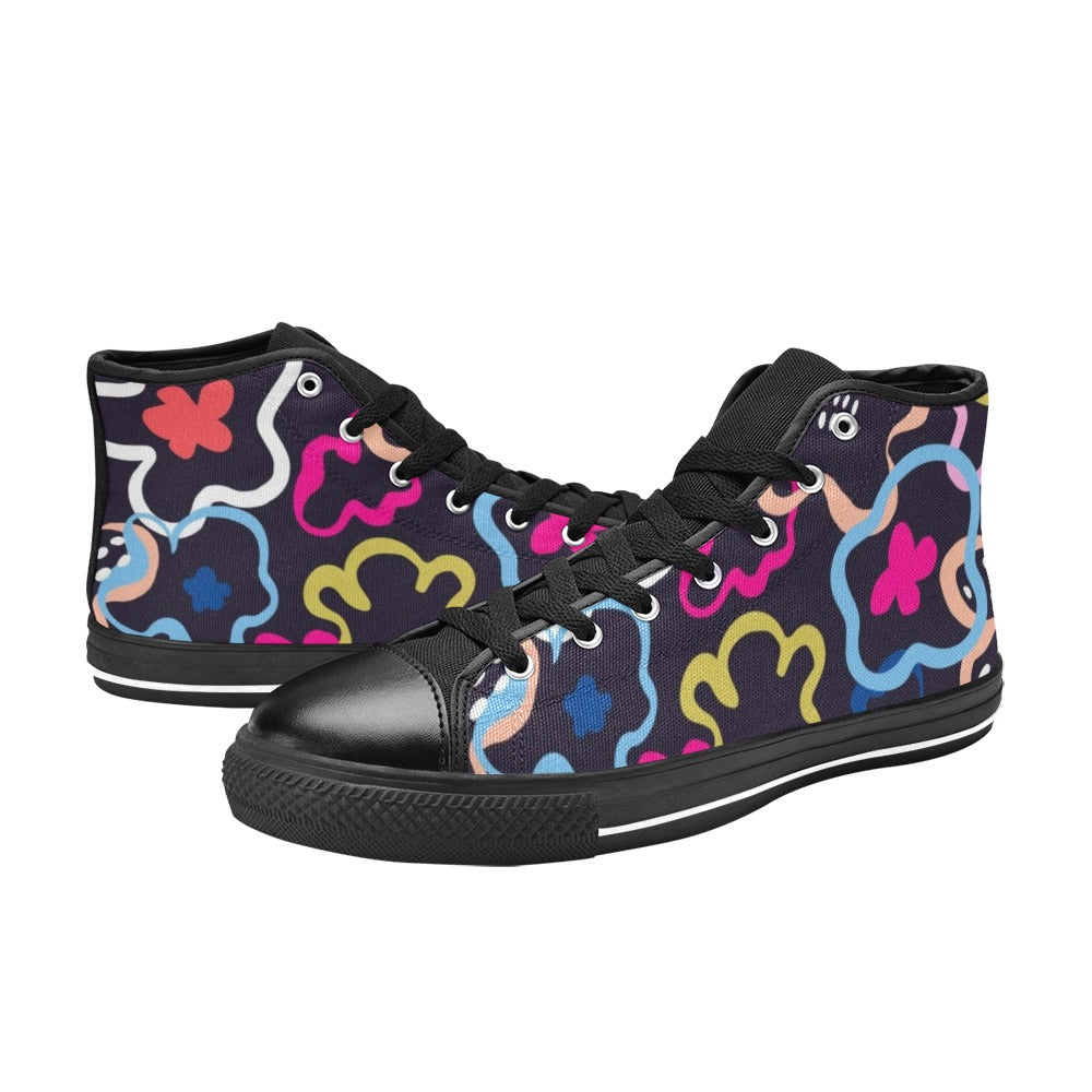 Floral In The Abstract - Men's High Top Canvas Shoes