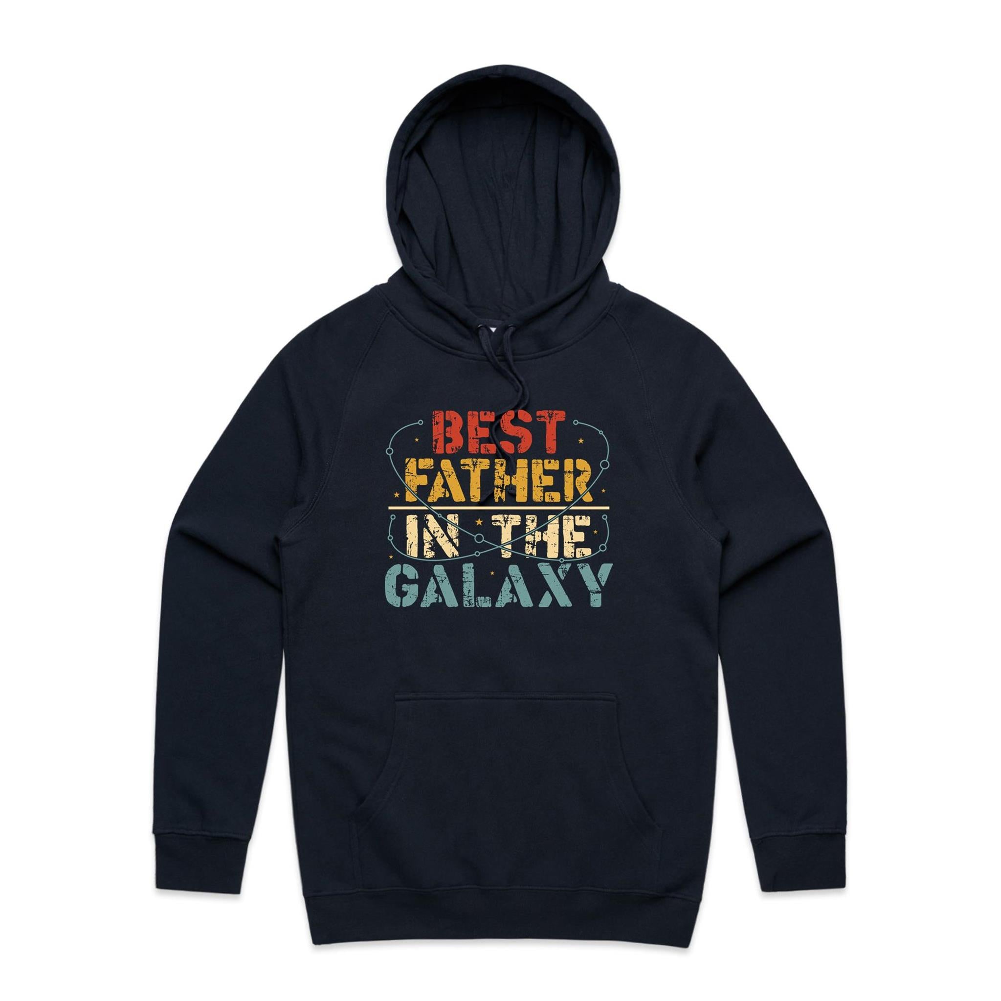Best Father In The Galaxy - Mens Hoodie Navy Mens Hoodie Dad Printed In Australia