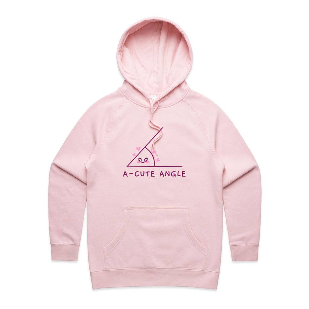 A-Cute Angle, Maths - Womens Hoodie Pink Womens Hoodie Maths Printed In Australia