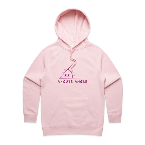 A-Cute Angle, Maths - Womens Hoodie Pink Womens Hoodie Maths Printed In Australia