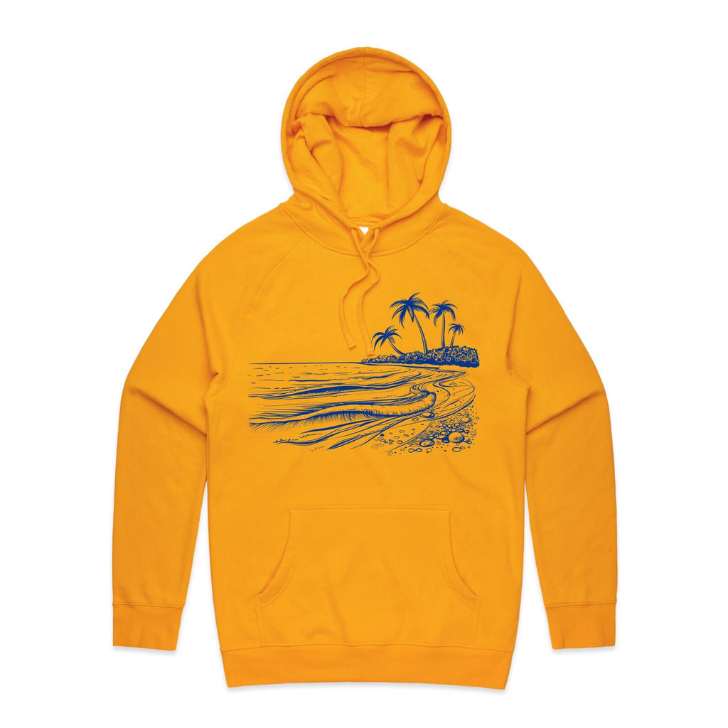 Surf Beach - Mens Hoodie Gold Mens Hoodie Printed In Australia Summer Surf
