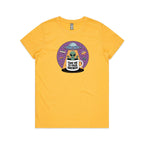 Coffee, Alien, UFO, Take Me To Your Brewer Women's AS Colour T-shirt Yellow Womens T-shirt Coffee Printed In Australia Sci Fi