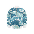 Ocean Waves Kids Bomber Jacket XL Kids Bomber Jacket Ocean Printed Offshore Surf