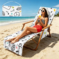 Music Time Beach Chair Towel Cover with Side Pockets