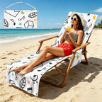 Music Time Beach Chair Towel Cover with Side Pockets