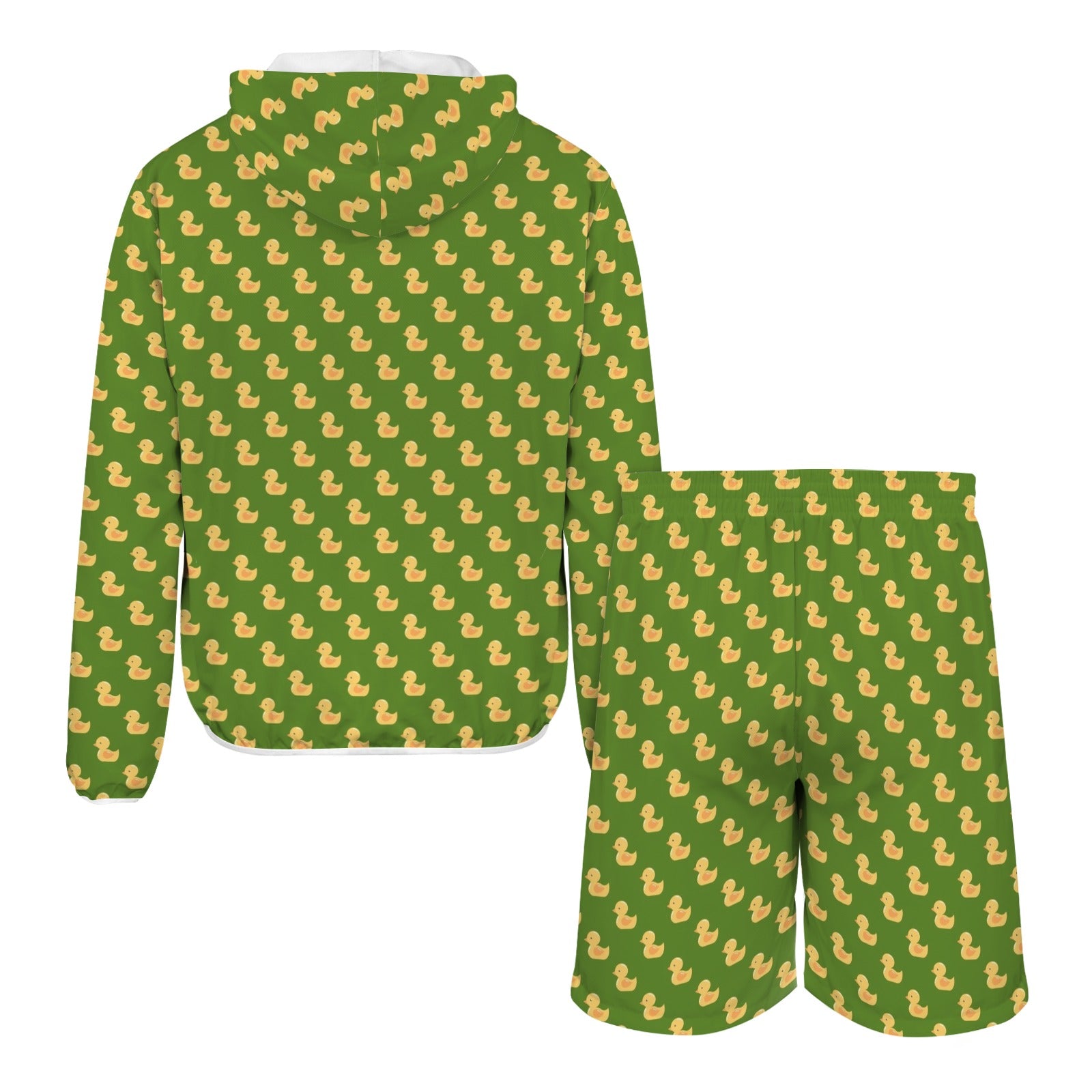 Rubber Ducks On Green Men's Lightweight Sun Hoodie & Shorts Set