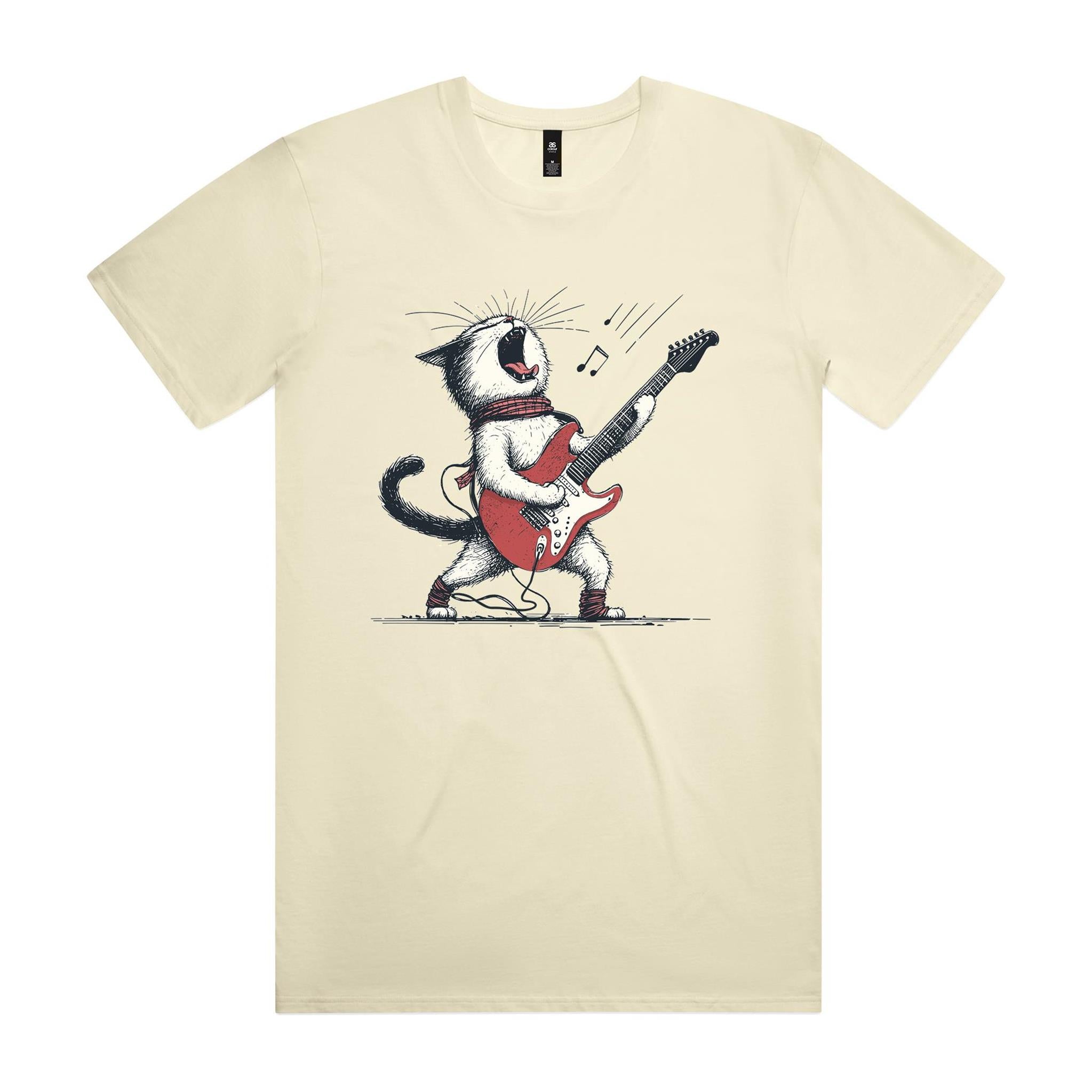 Cat Playing Guitar Men's AS Colour T-shirt Butter Mens T-shirt animal Music Printed In Australia