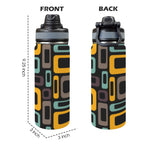 Retro Pattern - Insulated Water Bottle with Dual-Use Lid (18oz) Insulated Water Bottle with Dual-Use Lid (18oz) Printed Offshore Retro