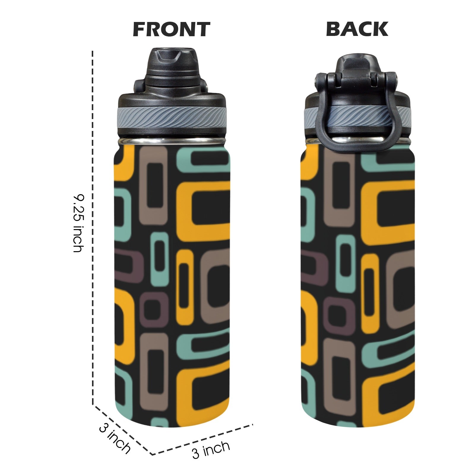 Retro Pattern - Insulated Water Bottle with Dual-Use Lid (18oz) Insulated Water Bottle with Dual-Use Lid (18oz) Printed Offshore Retro