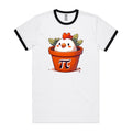Chicken Pot Pi - Staple Ringer Tee White Black Ringer T-Shirt animal Maths Printed In Australia