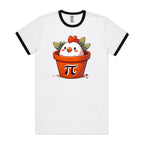 Chicken Pot Pi - Staple Ringer Tee White Black Ringer T-Shirt animal Maths Printed In Australia