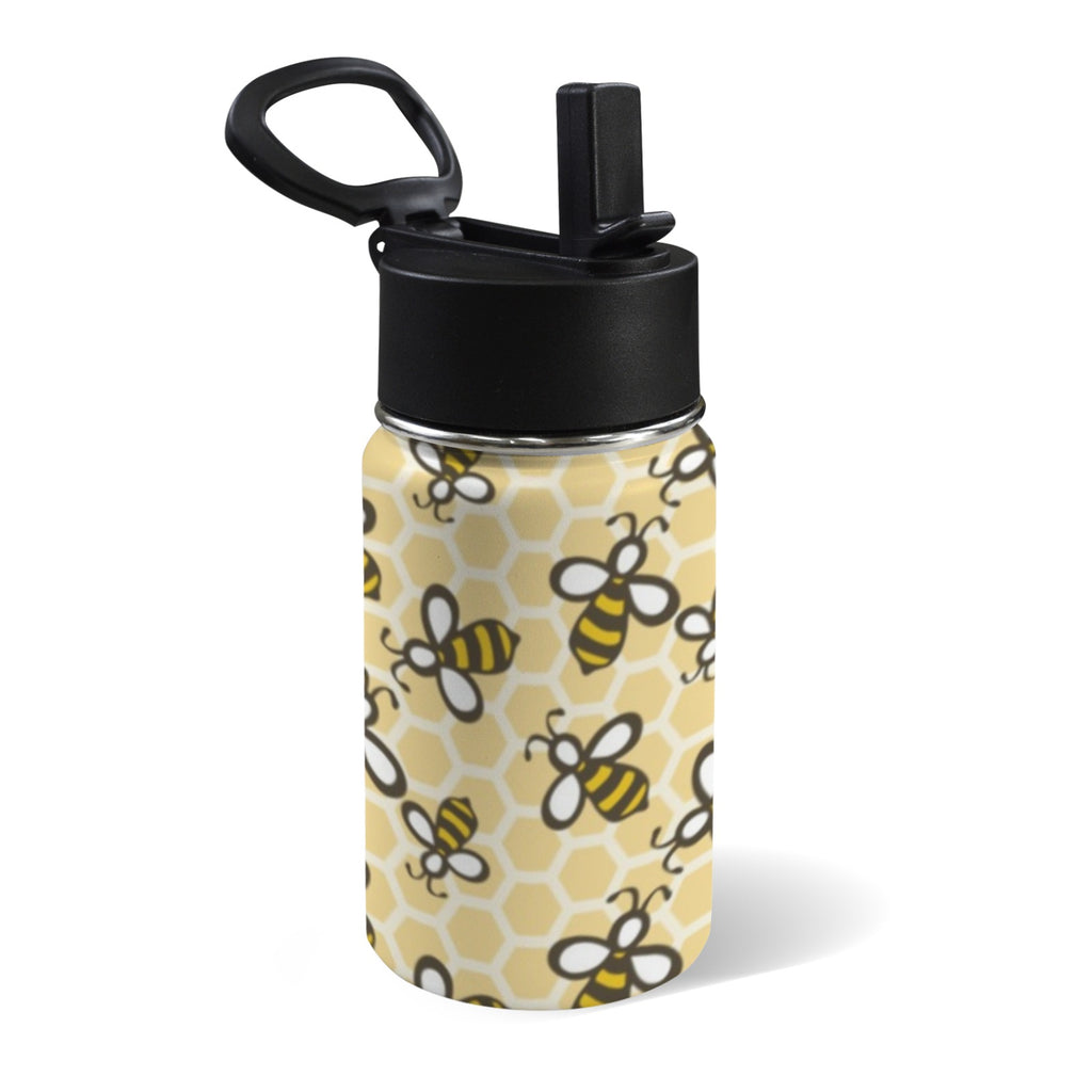 Cute Cartoon Bee 12oz Kids Water Bottle with Straw Lid