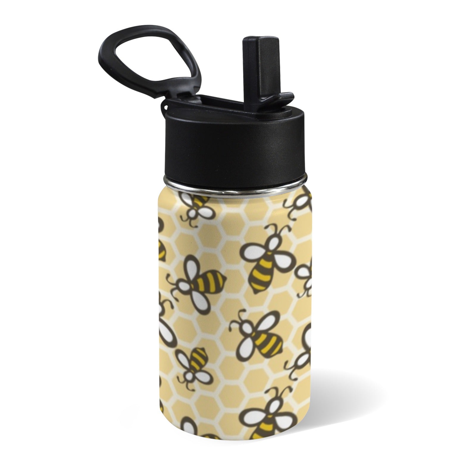 Cute Cartoon Bee 12oz Kids Water Bottle with Straw Lid