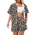 Tulips Women's Windbreaker Short Set 2XL Women's Windbreaker Short Set Plants Printed Offshore