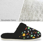 Busy Space Men's Fur Trim Thick-Sole Indoor Slippers Men's Fur Trimmed Slippers Printed Offshore Space