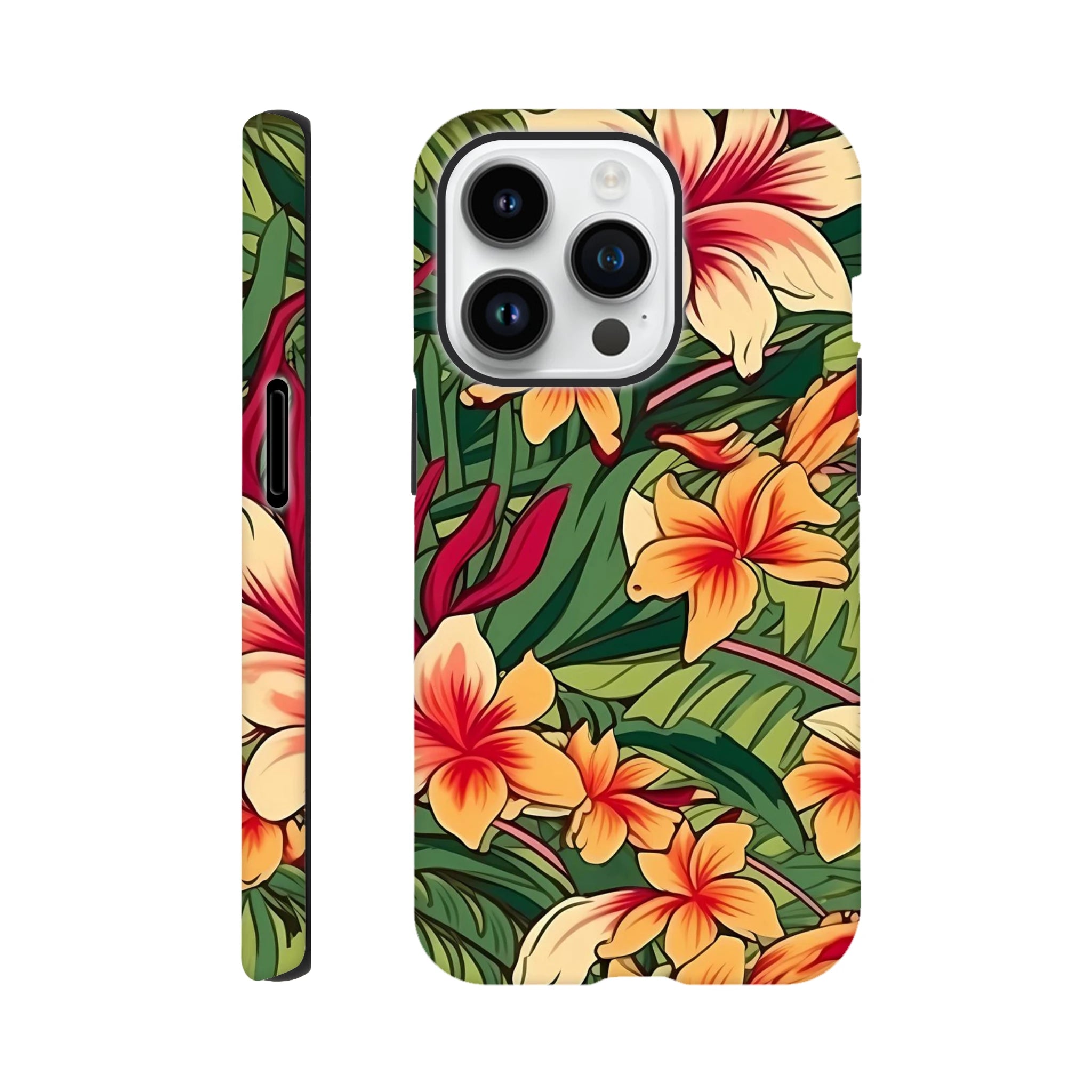 Vintage Hawaiian Floral - Apple iPhone Tough case iPhone 14 Pro iPhone Tough Case Globally Fulfilled Plants Surf