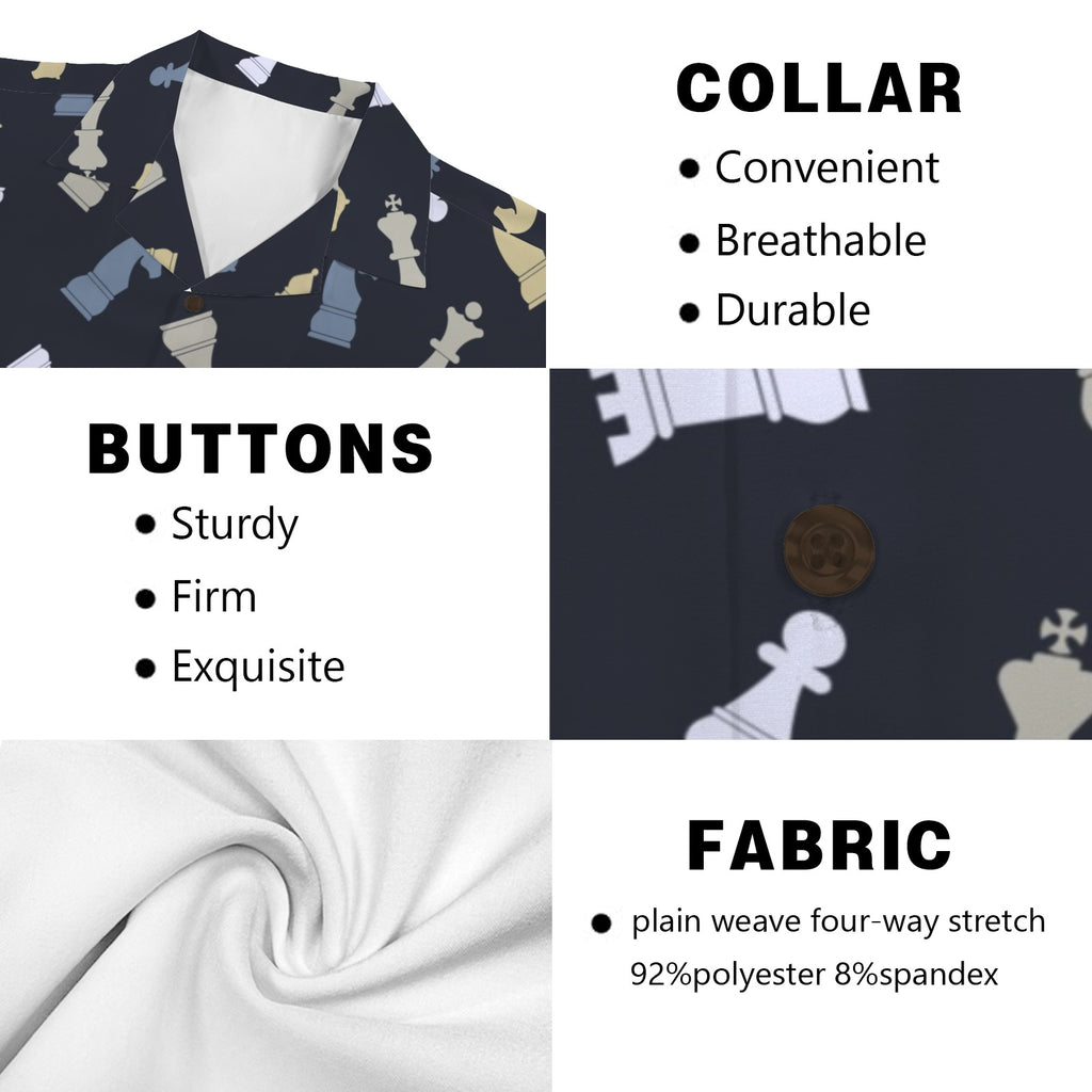 Chess Pattern - Men's Hawaiian Shirt (Model T87) Men's Hawaiian Shirt (New) Chess Games Printed Offshore