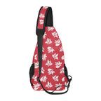 Red Retro Foliage, Hawaiian Flower - Chest Bag