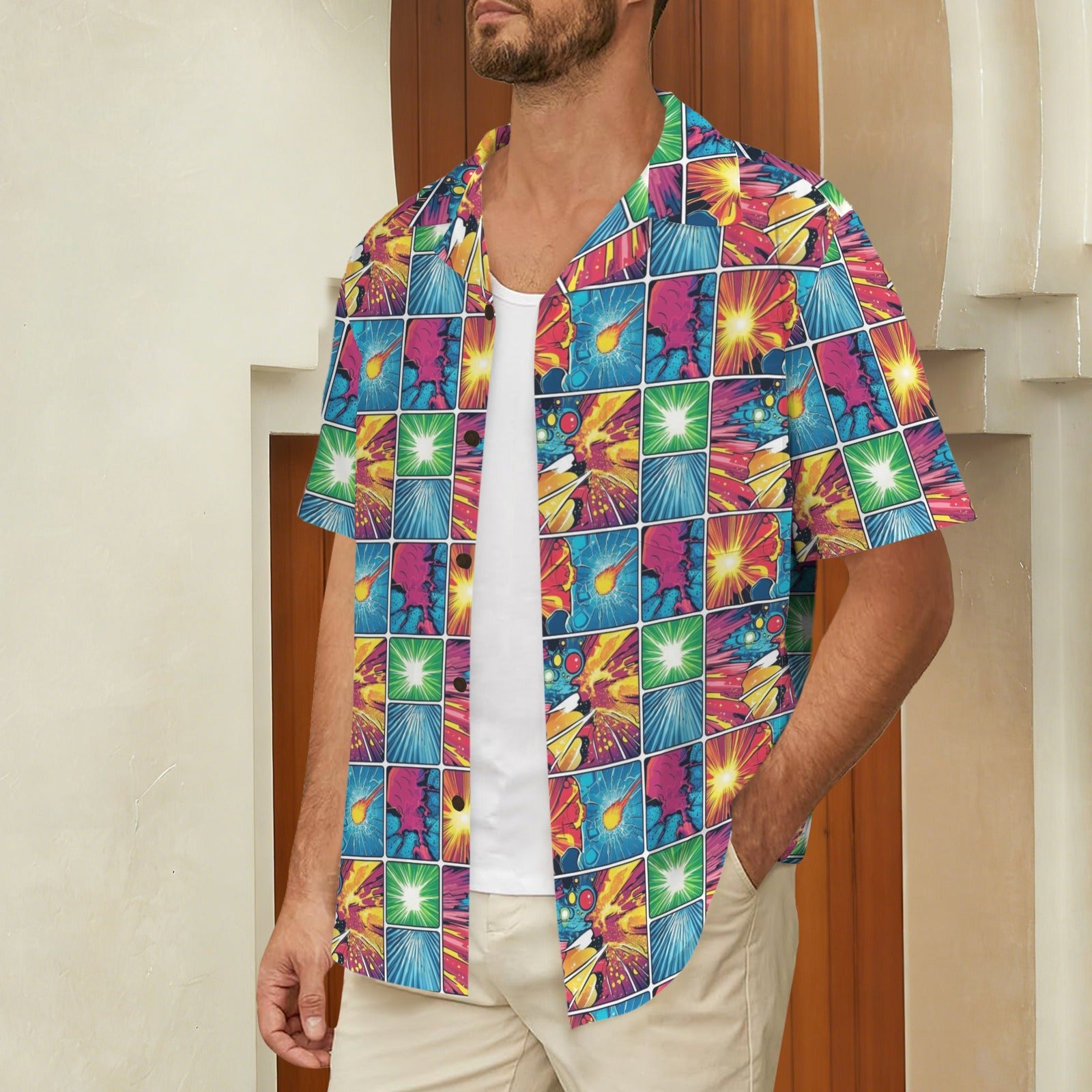 Comic Book Squares Men's Hawaiian Shirt