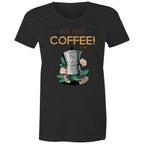 But First Coffee - Womens T-shirt Black Womens T-shirt Coffee Printed In Australia