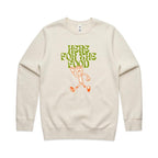 Here For The Food - AS Colour Stencil Crew Ecru Sweatshirt Food Printed In Australia