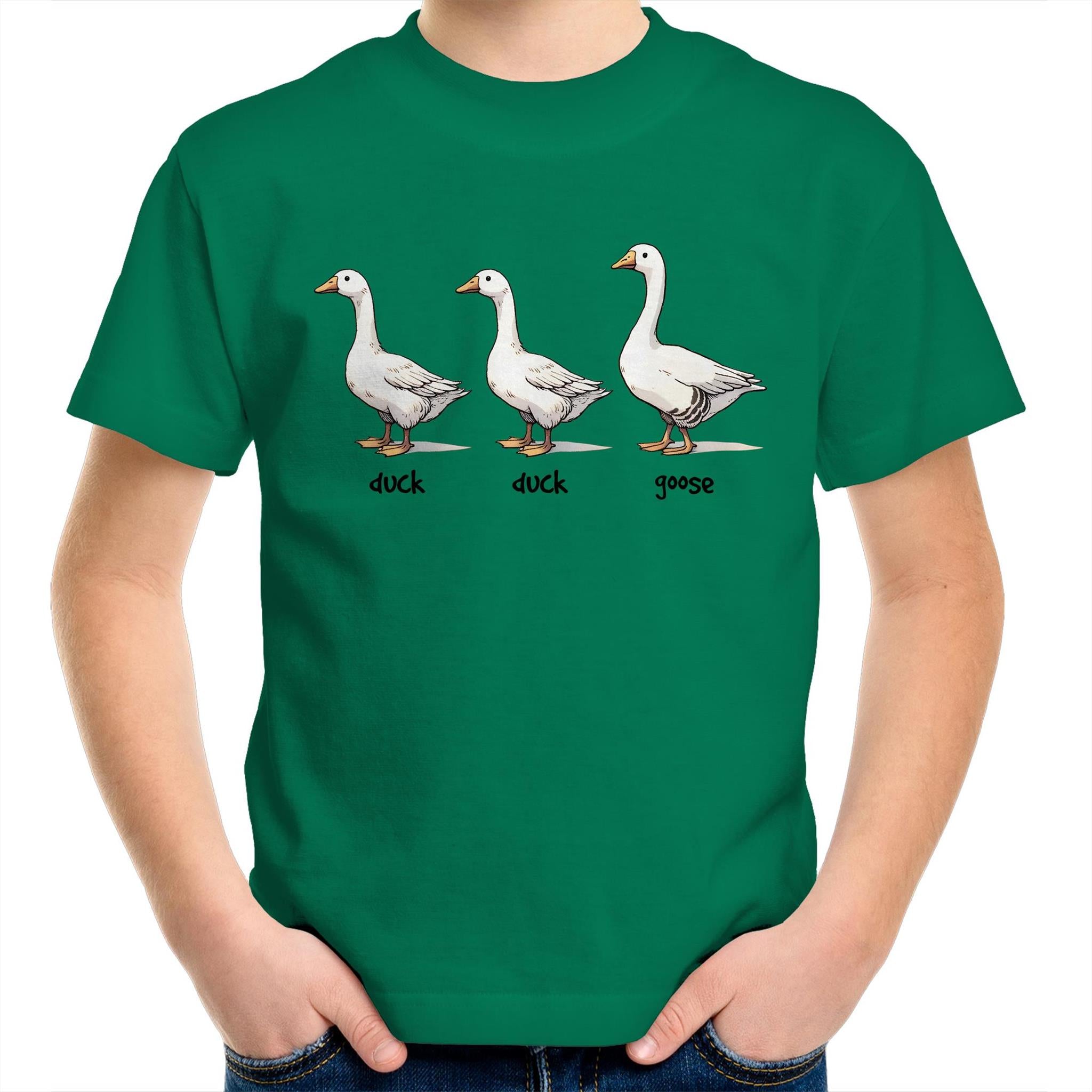 Duck Duck Goose - Kids Youth T-Shirt Kelly Green Kids Youth T-shirt animal Games Printed In Australia