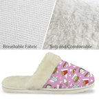 Fast Food Women's Fur Trim Thick-Sole Indoor Slippers Women's Fur Trimmed Slippers Food Printed Offshore