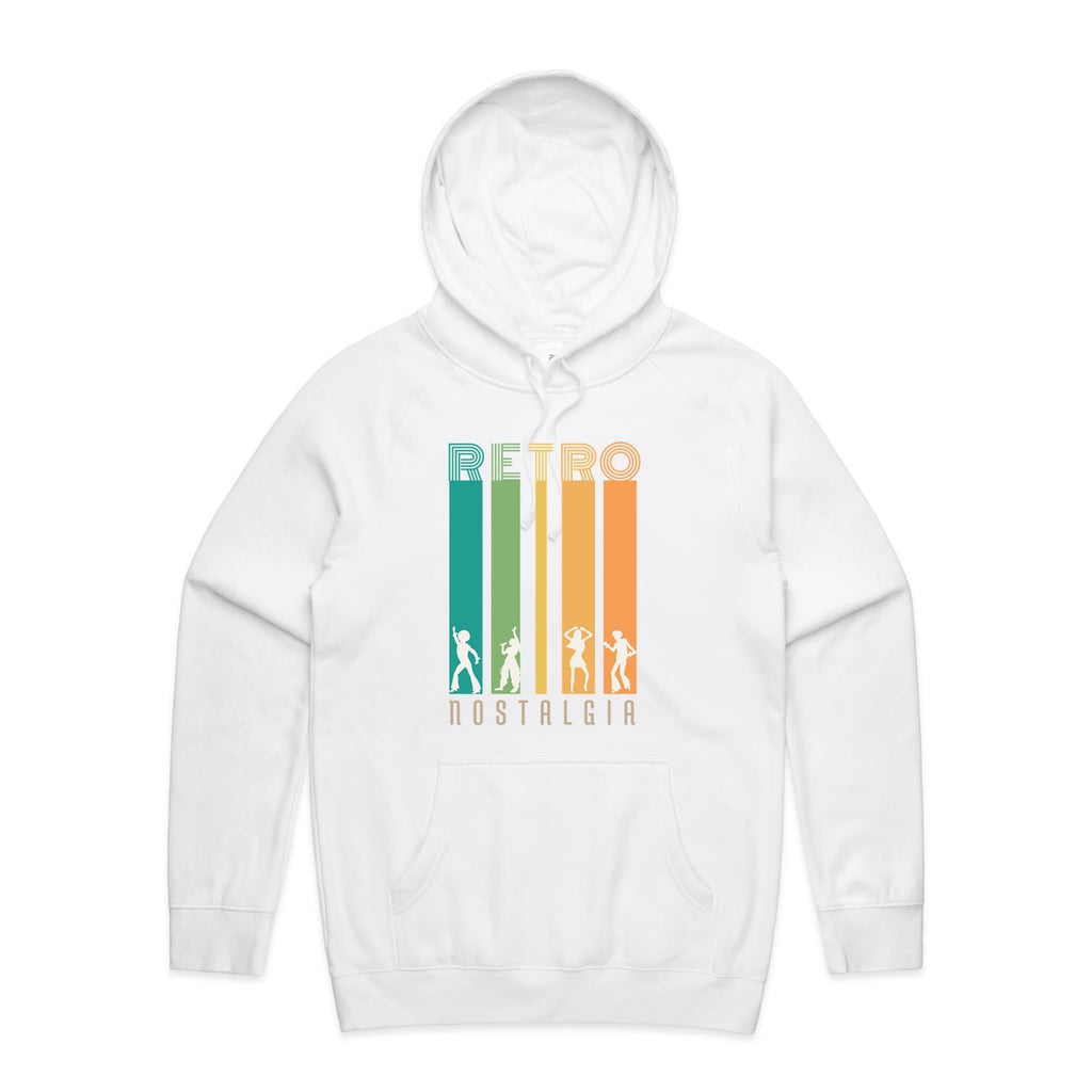 Retro Nostalgia - Mens Hoodie White Mens Hoodie Printed In Australia Retro