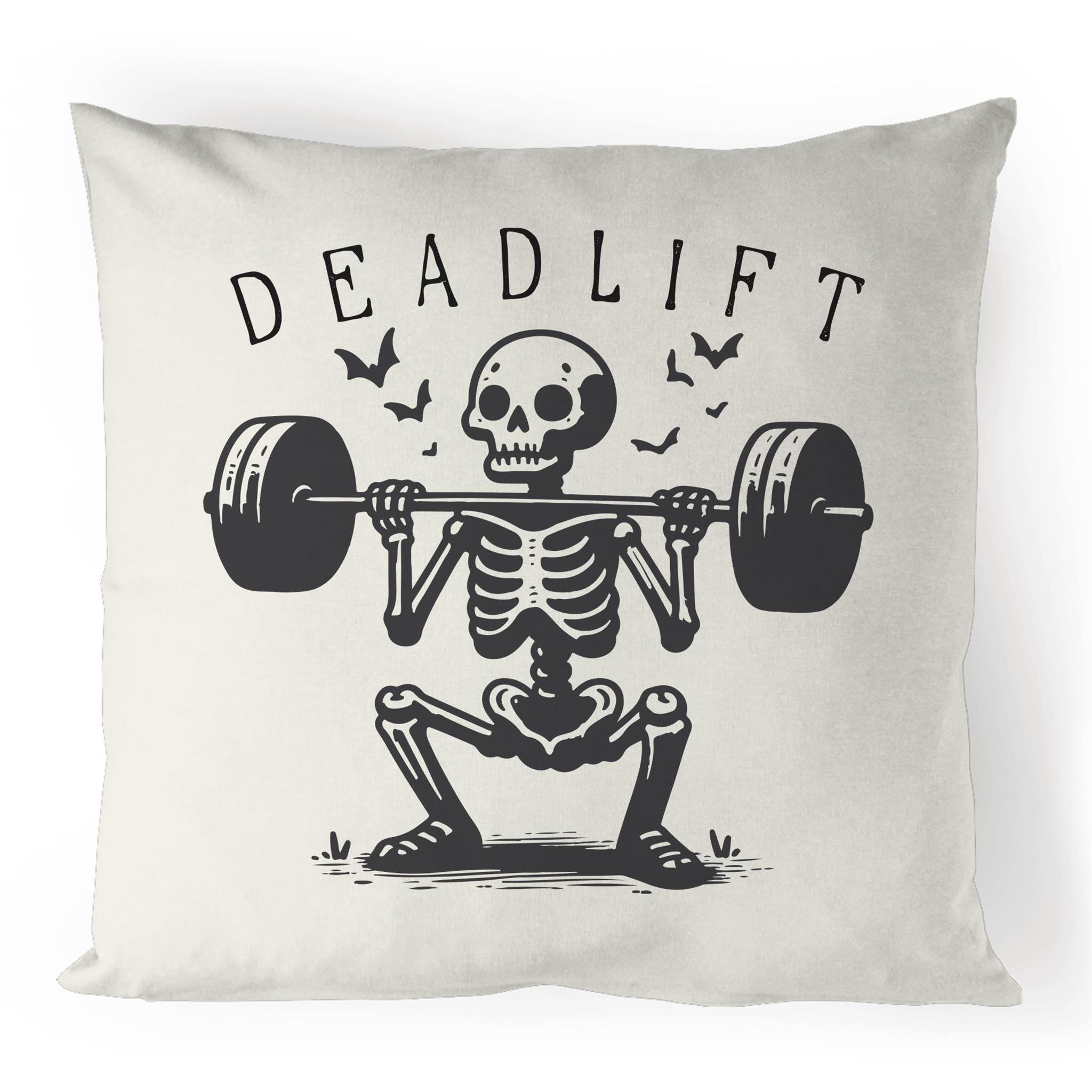 Deadlift Skeleton - 100% Linen Cushion Cover Default Title Linen Cushion Covers Fitness Printed In Australia