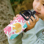 Cute Cartoon Elephant 12oz Kids Water Bottle with Straw Lid