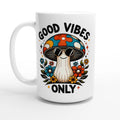 Personalised Good Vibes Only, Hippie Mushroom With Sunglasses White 15oz Ceramic Mug Default Title Personalised 15oz Mug Globally Fulfilled Posititvity