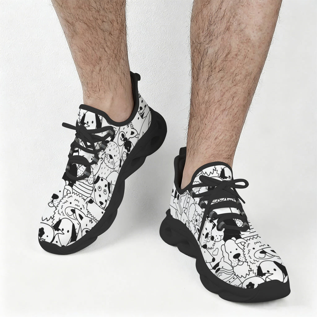 Black And White Dogs Men's Twisted Sole Sneakers