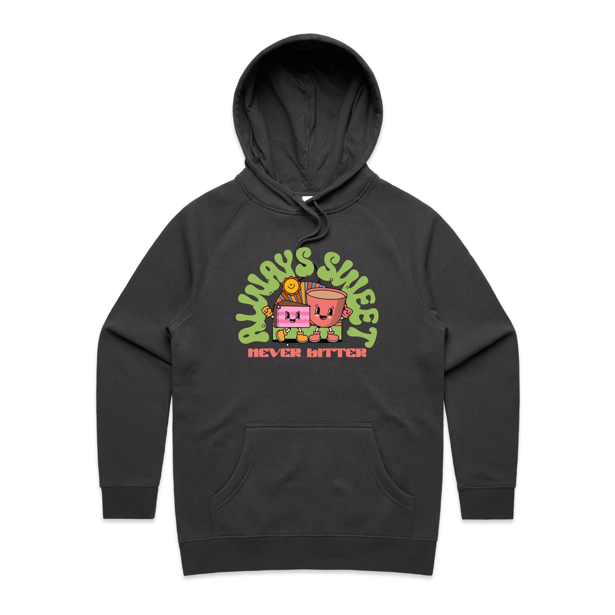 Always Sweet Never Bitter - Womens Hoodie Coal Womens Hoodie Coffee Food Printed In Australia