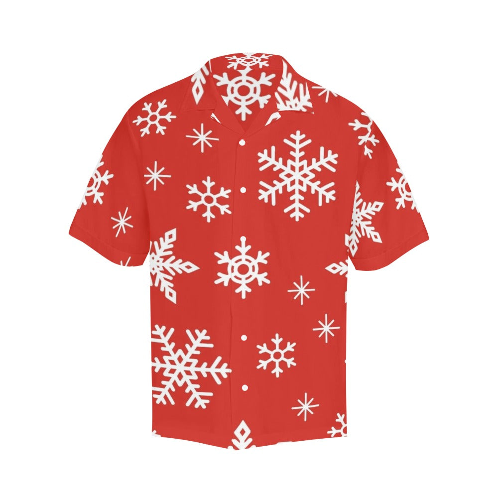 Red Snowflakes, Christmas - Mens Hawaiian Shirt