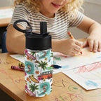 Surfing Safari 12oz Kids Water Bottle with Straw Lid
