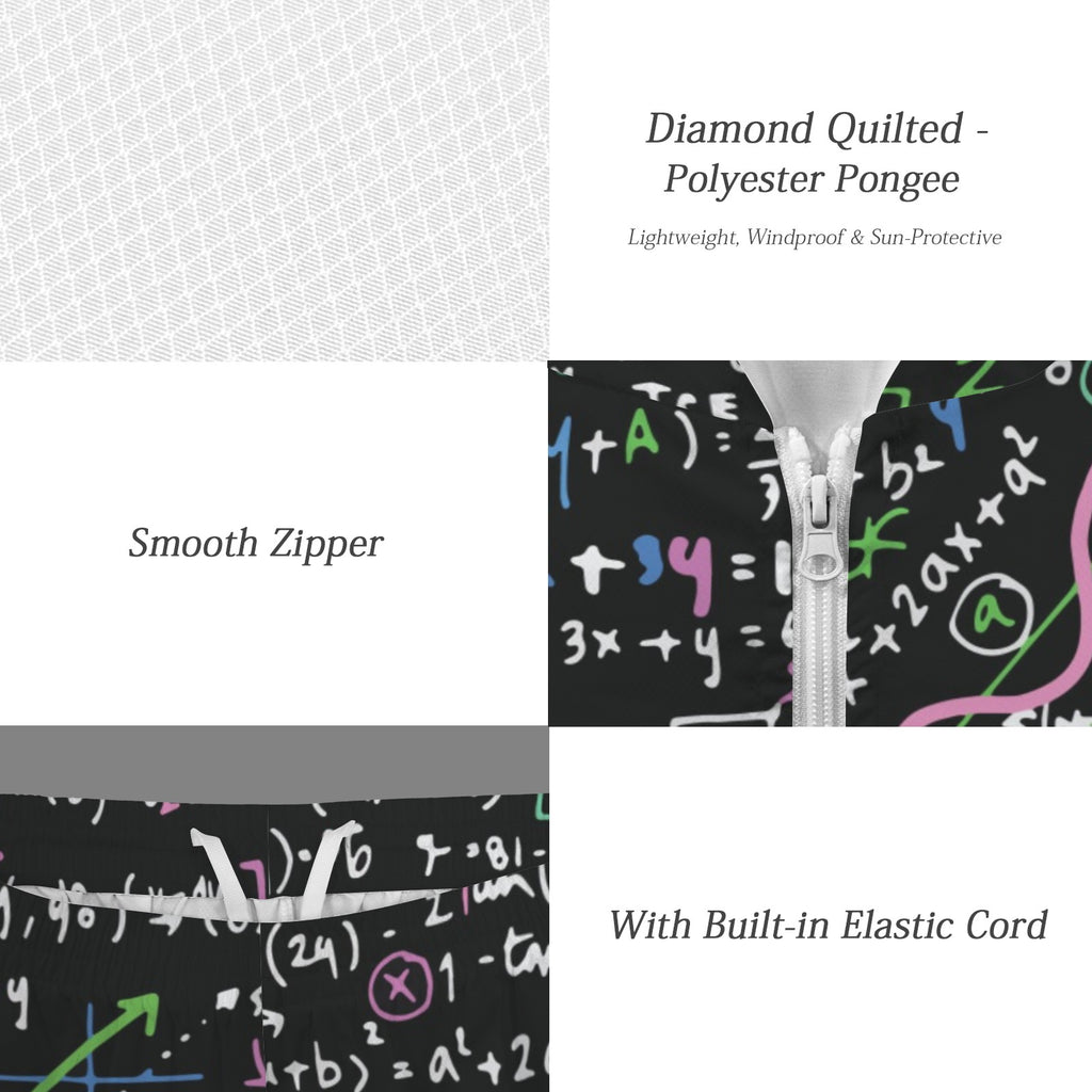 Equations In Green And Pink Men's Lightweight Sun Hoodie & Shorts Set Men's Lightweight Sun Hoodie & Shorts Maths Printed Offshore