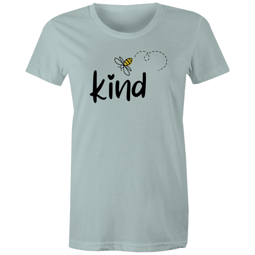 Bee Kind - Womens T-shirt Pale Blue Womens T-shirt Kindness Printed In Australia
