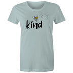 Bee Kind - Womens T-shirt Pale Blue Womens T-shirt Kindness Printed In Australia