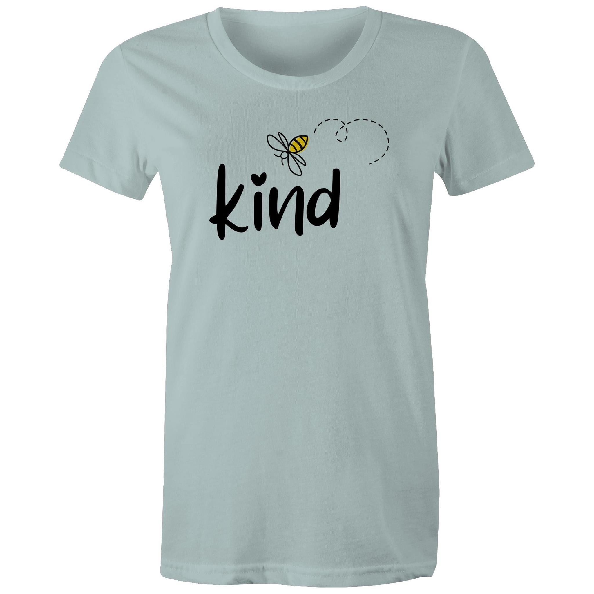 Bee Kind - Womens T-shirt Pale Blue Womens T-shirt Kindness Printed In Australia