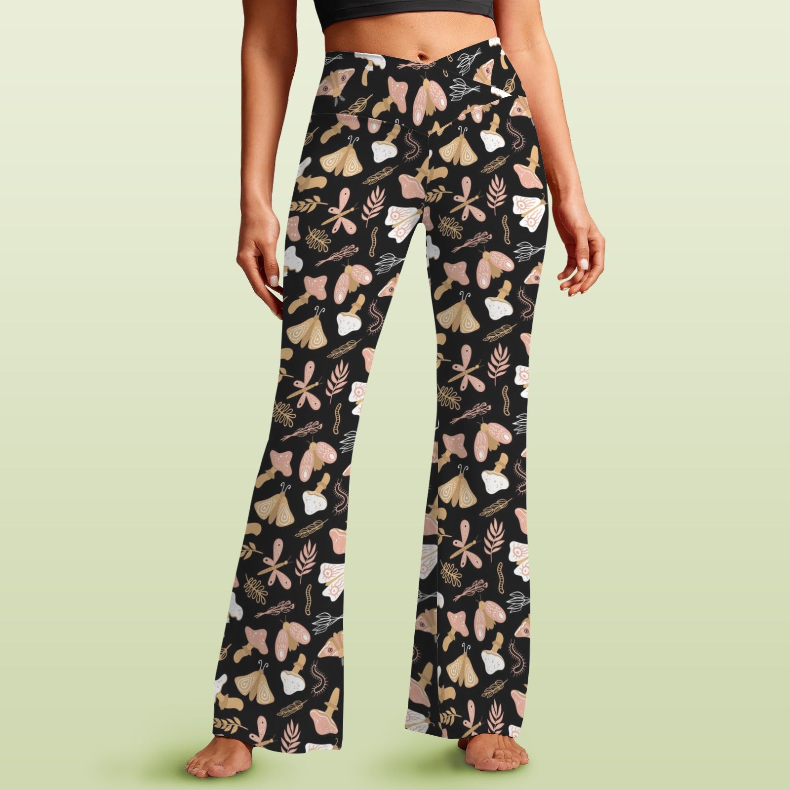 Magic Moth High Waist Crossover Tummy Control Flare Leggings 5XL High Waist Flare Leggings Printed Offshore
