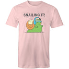 Snailing It - Mens T-Shirt Pink Mens T-shirt animal Fitness Printed In Australia