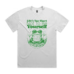 Life's Too Short Not To Be Yourself, Frog AS Colour Heavy Faded Tee Unisex Faded White Heavy Faded T-shirt animal Printed In Australia