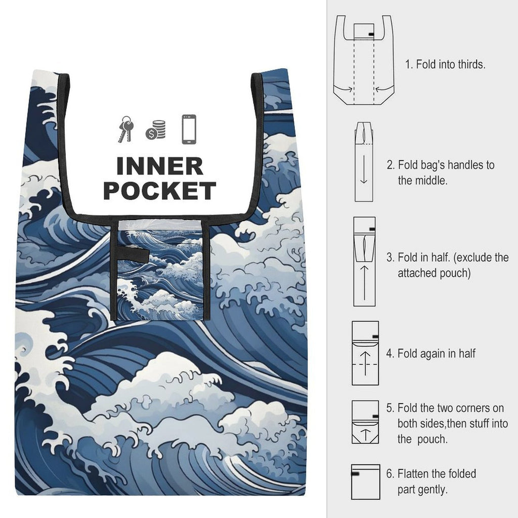 Japanese Waves Foldable Shopping Bag