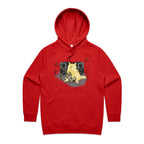 Cat Bass Player - Womens Hoodie Red Womens 2XL Womens Hoodie animal Music Printed In Australia
