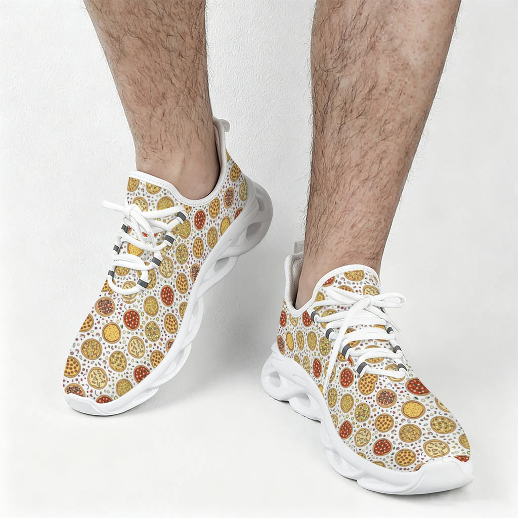 Round Pizzas On White Men's Twisted Sole Sneakers