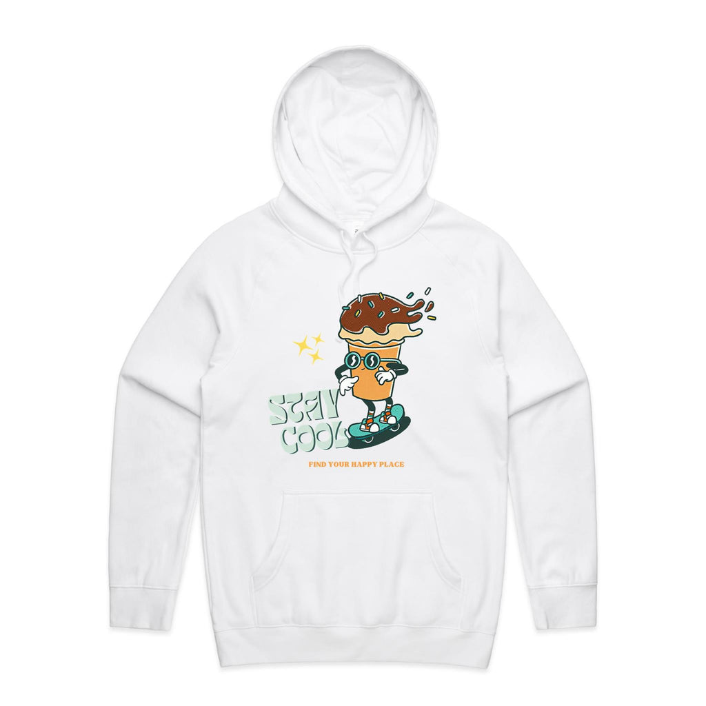 Stay Cool - Mens Hoodie White Mens Hoodie Printed In Australia Summer