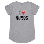 I Love Nerds, Red Heart - Womens Scoop Neck T-Shirt Grey Marle Womens Scoop Neck T-shirt Love Printed In Australia