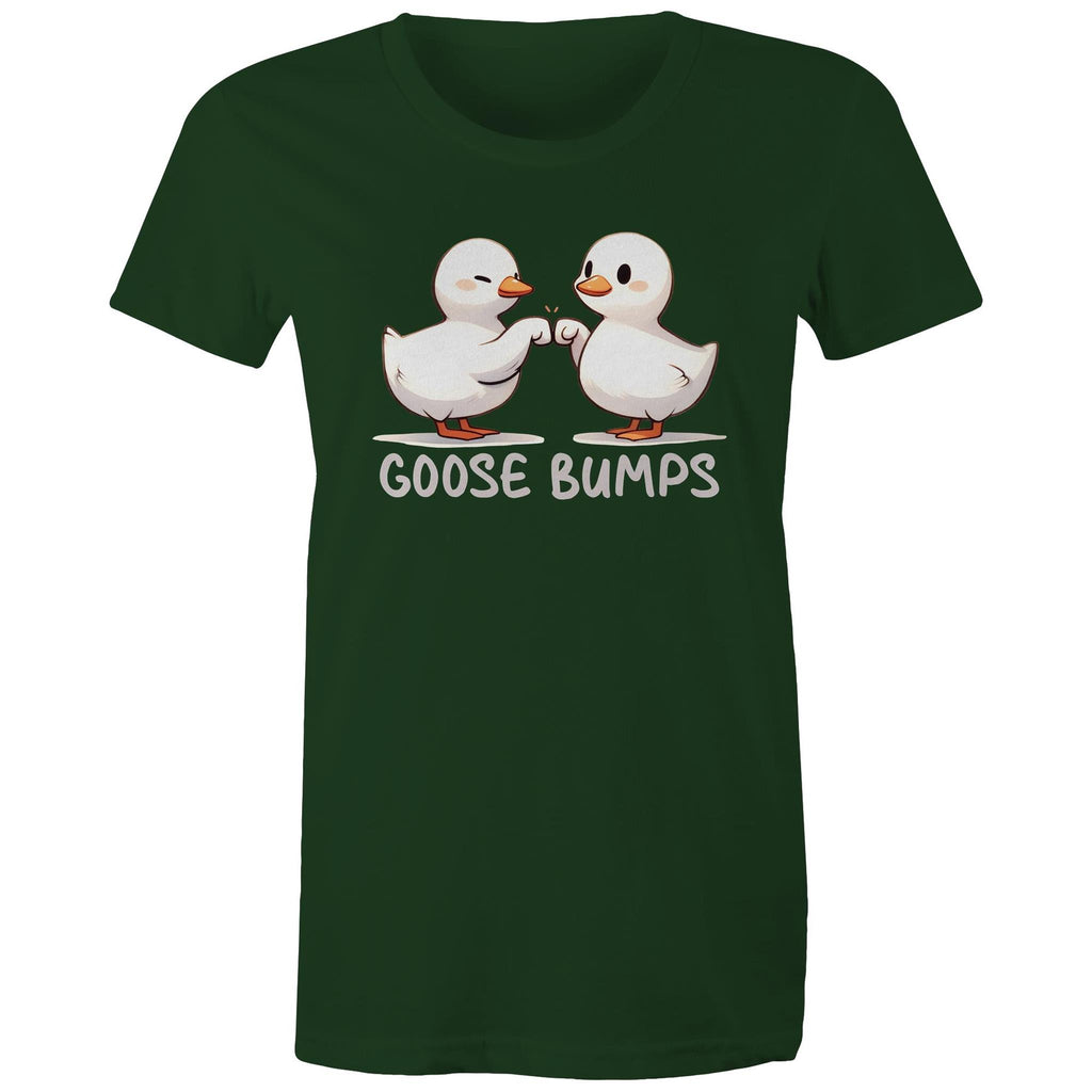 Goose Bumps - Womens T-shirt Forest Green Womens T-shirt animal Printed In Australia