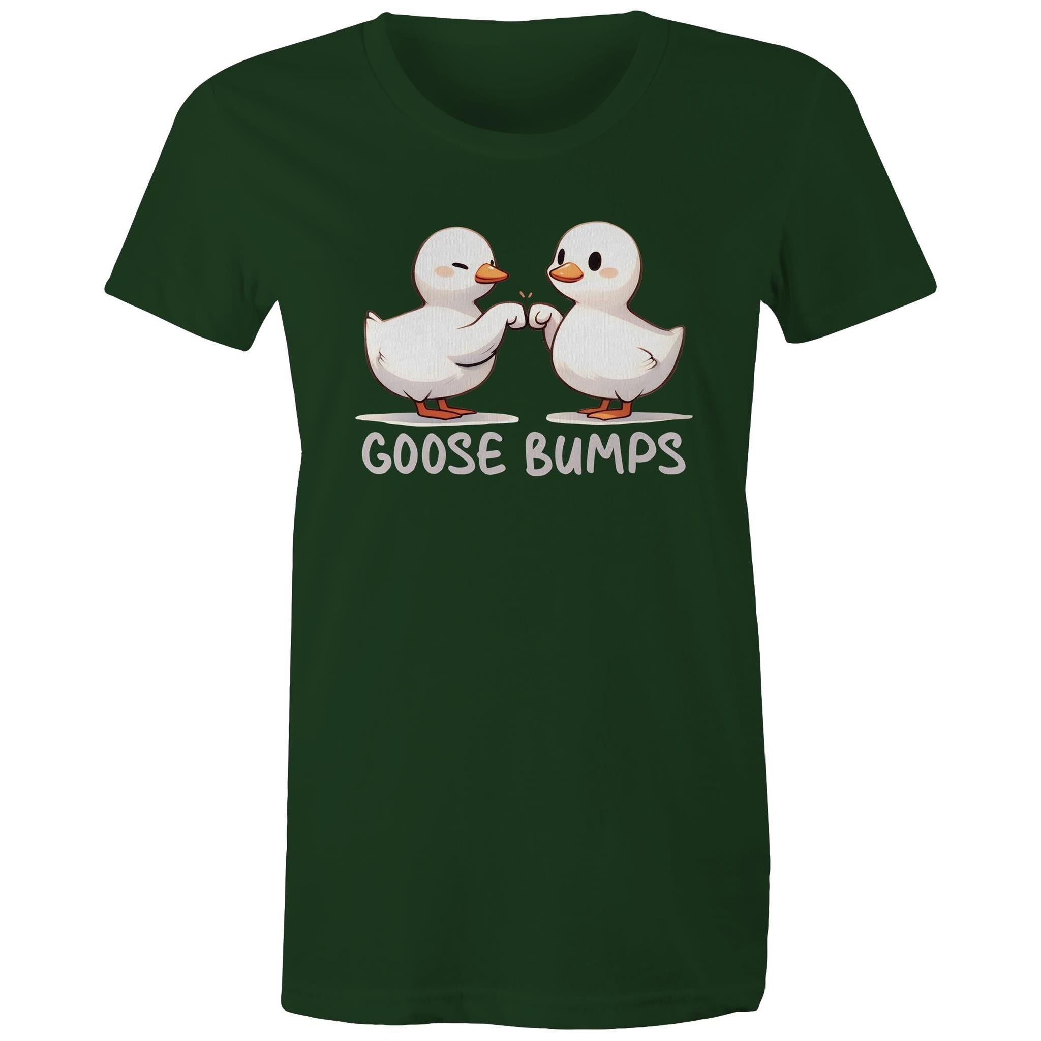 Goose Bumps - Womens T-shirt Forest Green Womens T-shirt animal Printed In Australia